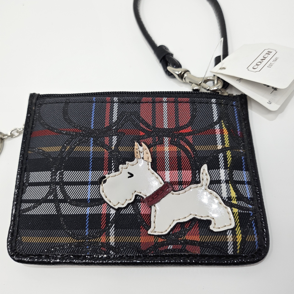 Coach Tartan Plaid Wristlet with Scottie Dog Motif F48073